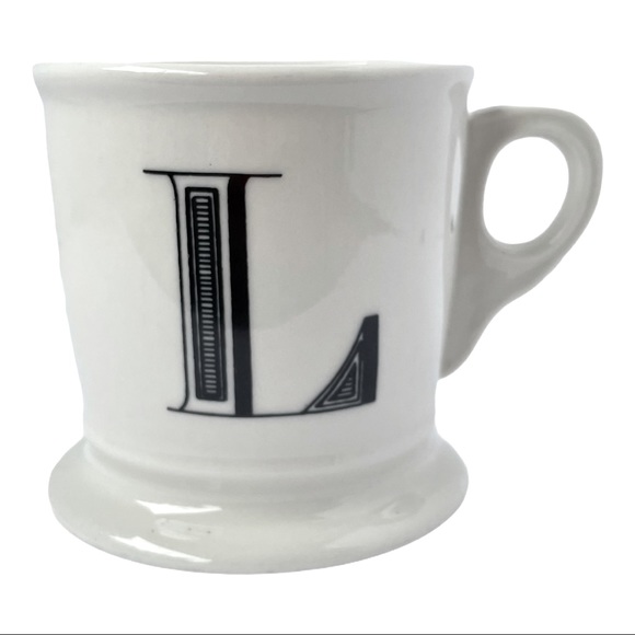 Anthro White /Black Monogram "L" Stoneware Mug